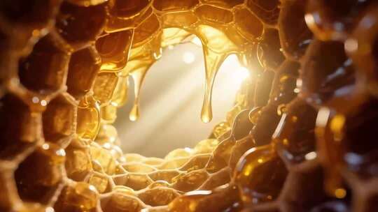 蜂巢蜜微距特写画面
