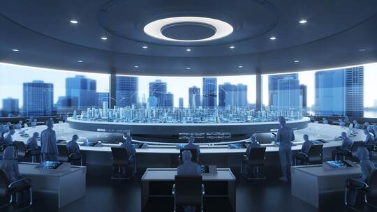 三维全息投影建筑城市中控室控制室视频素材模板下载