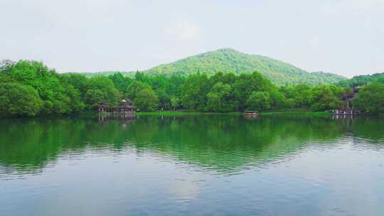 江南杭州西湖浴鹄湾春天自然风景