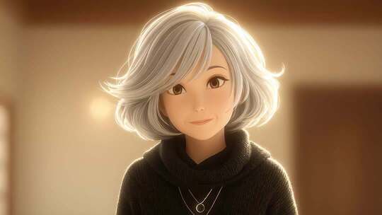 动画人物微笑特写温暖治愈