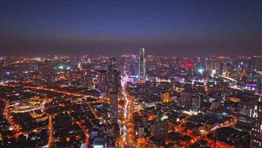 航拍天津小白楼夜景