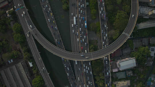 泰国曼谷城市航拍车流视频素材模板下载