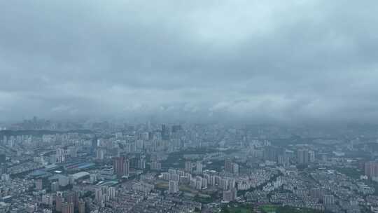 福州晋安区大景航拍鼓楼区城市阴天建筑风光