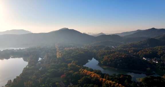 航拍杭州西湖秋日美景