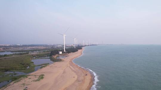 横移海边沙滩风力大风车