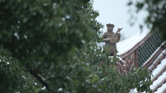 杭州上天竺法喜讲寺下雪天风景