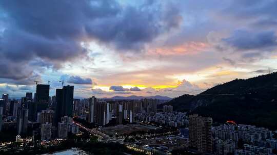 城市的夜空被点亮延时