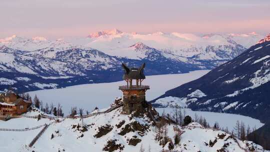 新疆阿勒泰地区喀纳斯景区雪景航拍