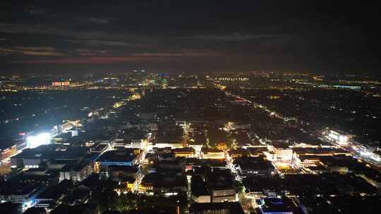 江苏苏州观前街夜景灯光航拍