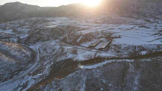 航拍雪景 唯美冬日空镜 立冬 冬至节气