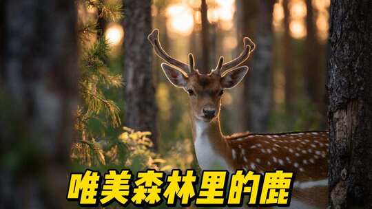 森林里的鹿唯美梅花鹿