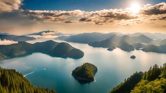 湖光山色自然风光全景