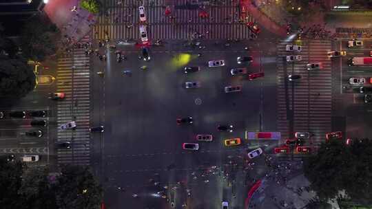 广州天河路夜景俯拍视频素材模板下载