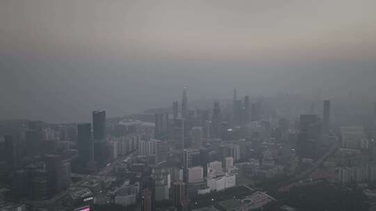深圳南山区雾霾天航拍视频素材模板下载