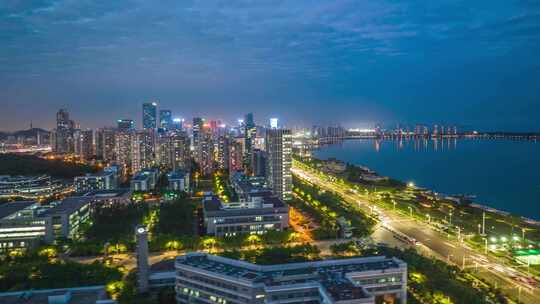 青岛西海岸夜景航拍延时