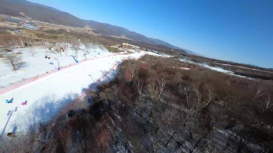 鳌山滑雪场滑雪极限运动高山滑雪航拍4视频素材模板下载