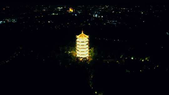 蚌埠张公山公园望淮塔夜景航拍