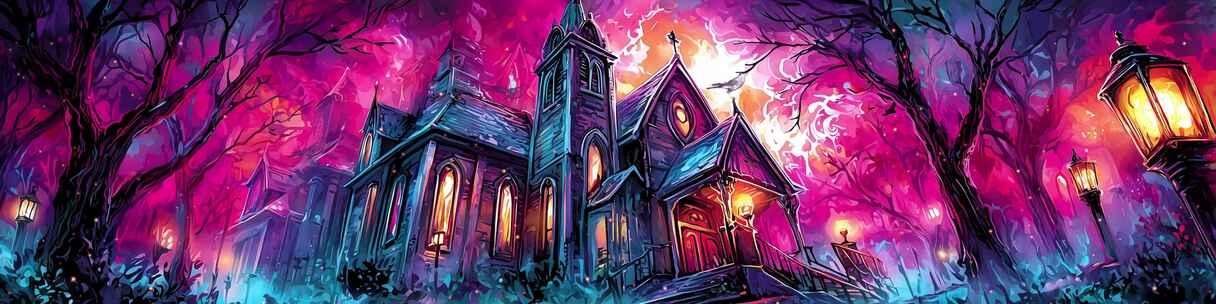 魔幻森林中的神秘城堡夜景3