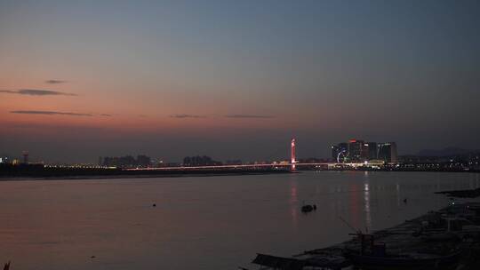 泉州东海泰禾晋江大桥夜景视频素材模板下载