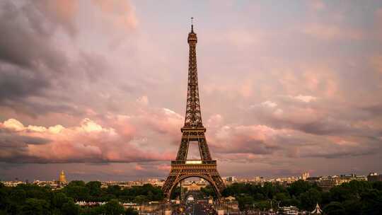 法国巴黎埃菲尔铁塔延时摄影_4K