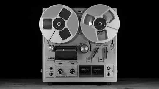 老式卷轴到卷轴录音机播放音乐视频素材模板下载
