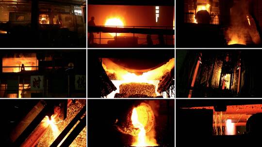 炼钢厂冶炼生产铸造车间视频素材模板下载