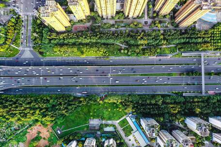 俯拍车流延时