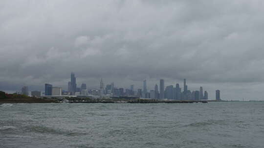 芝加哥天际线时间推移在芝加哥河拍摄4k高视频素材模板下载