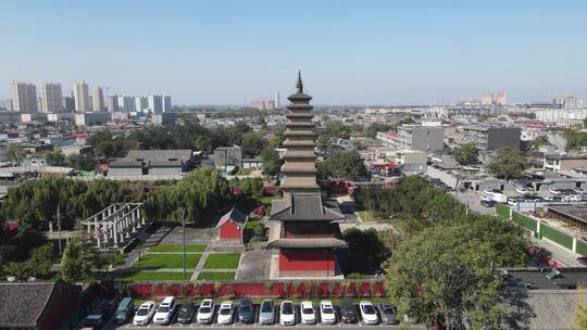 航拍河北石家庄正定古城