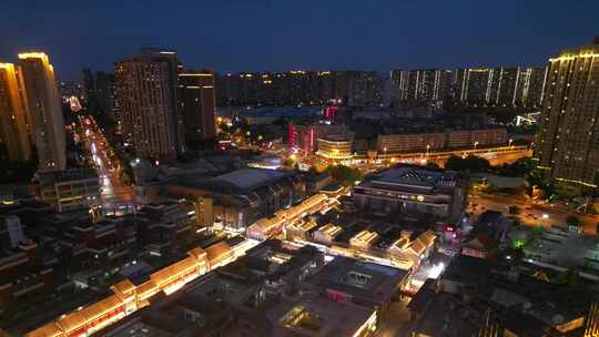天津城市夜景灯光航拍