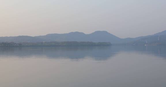 浙江省杭州市西湖清晨桃花樱花空镜