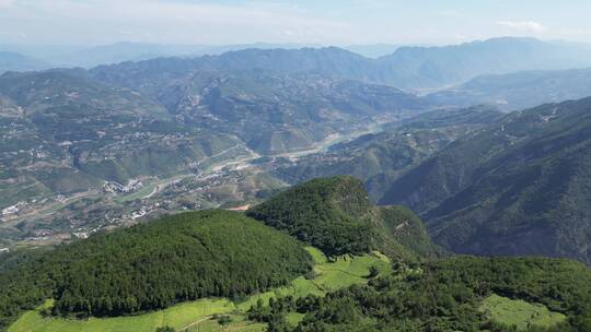 重庆奉节山水群山自然风光航拍背景素材