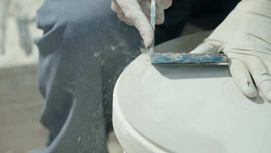 景德镇陶瓷工人匠人制作陶瓷坯过程