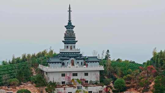 航拍杭州径山寺