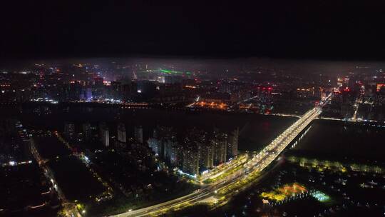 洛阳城市夜景交通航拍