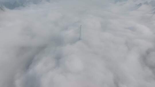 平塘大桥平流雾航拍视频素材模板下载
