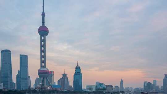 上海东方明珠塔日落延时
