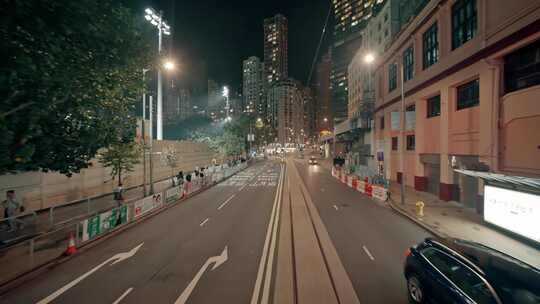 香港城市街道夜景