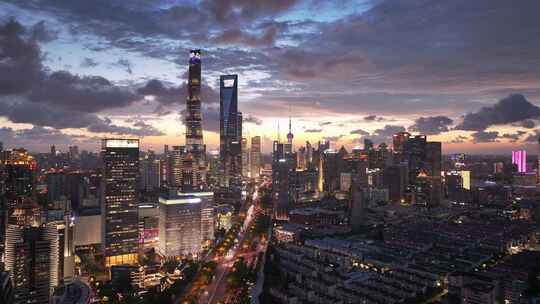 上海夜景 陆家嘴夜景 金融城 城市晚霞