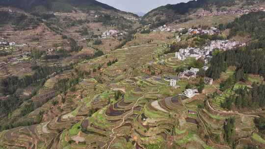 贵州黔东南自治州肇兴堂安侗寨梯田航拍风光