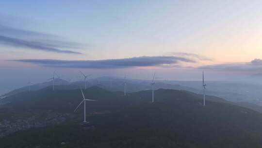 风电 风车 日出 海岛风力发电 海上新能源