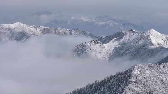 4K秦岭朱雀国家森林公园（冰晶顶）雪景航拍