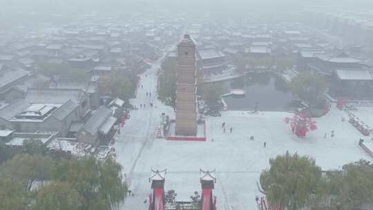 洛阳市洛邑古城雪景视频素材模板下载