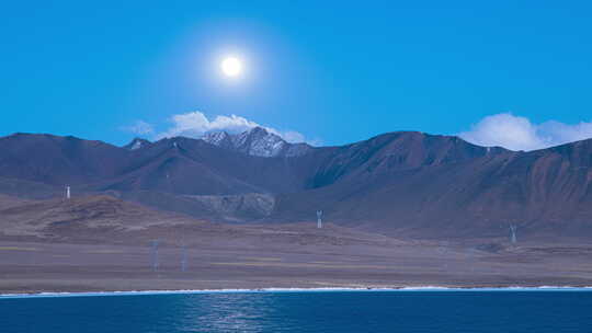 8K60p 西藏山南普莫雍错拍远山月出