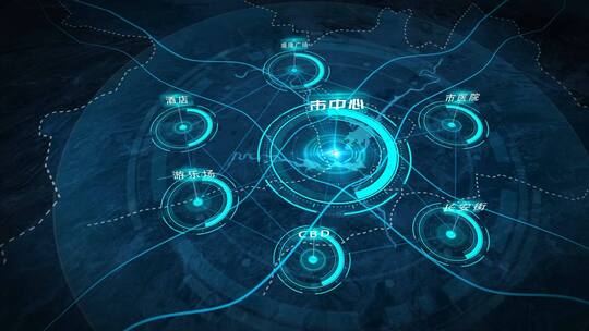 区位核心科技感地图AE视频素材教程下载