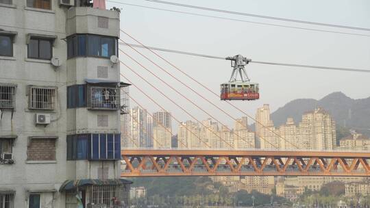 重庆渝中区长江索道缆车单反空镜头1080P视频素材模板下载