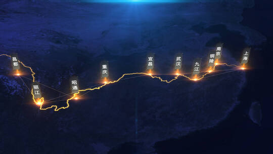 长江流经城市地图