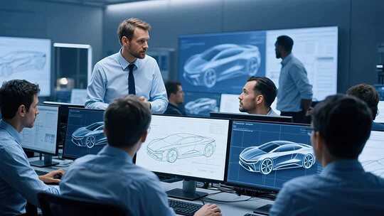 汽车设计师团队会议场景