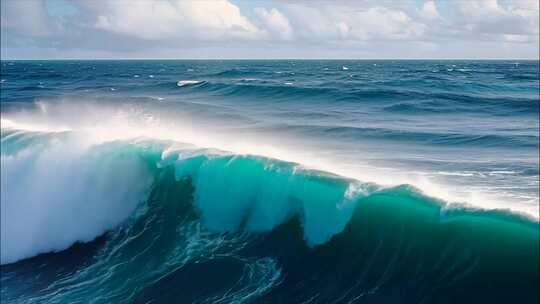 大海海浪海洋航拍海滩海水海平面海啸拍打礁