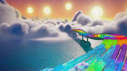 云端彩虹桥奇幻景观素材
